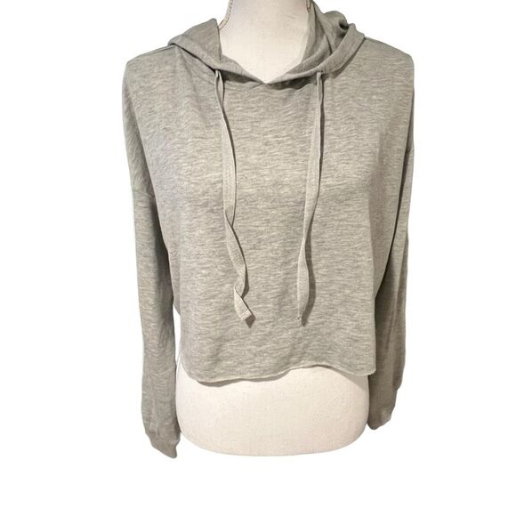 Wild Fable Cropped Hoodie Heather Grey Rainbow Sleeve XS Athleisure Yoga Casual - Picture 2 of 9